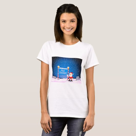 Feliz Navidad Santa T-shirt (Voorkant volledig)