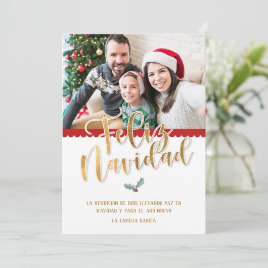 Feliz Navidad-seizoenskaart Feestdagenkaart (Staand voorkant)