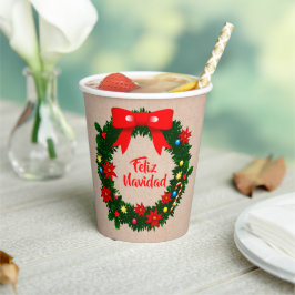 Feliz Navidad set Merry Kerstmis Wreath Bow Papieren Bekers