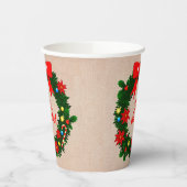 Feliz Navidad set Merry Kerstmis Wreath Bow Papieren Bekers (Links)