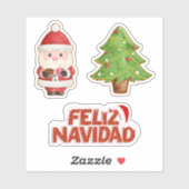 Feliz Navidad Set: Mexicaanse kerstman en kerstboo Sticker (Vel)