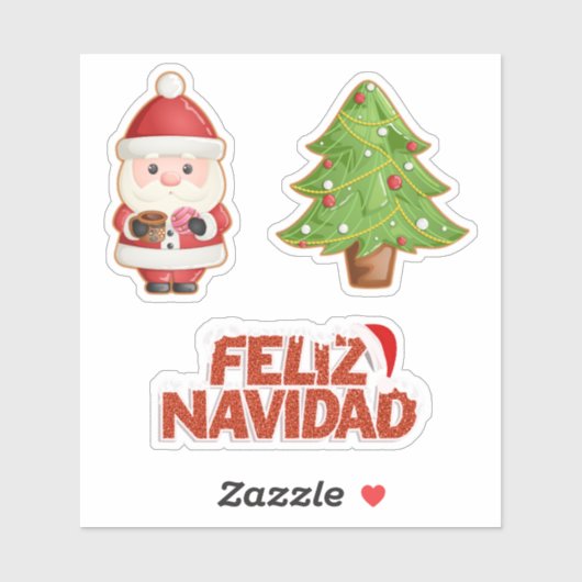 Feliz Navidad Set: Mexicaanse kerstman en kerstboo Sticker (Vel)