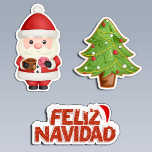Feliz Navidad Set: Mexicaanse Kerstman & Kerstboom Sticker