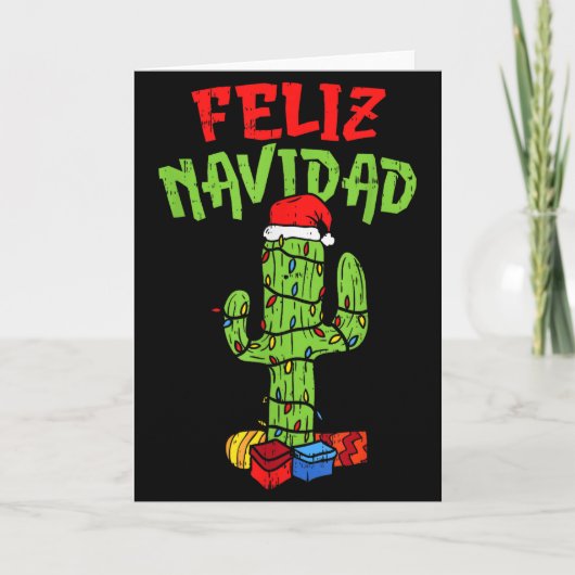 Feliz Navidad Shirt Mexican Christmas Cactus Xmas  Kaart (Voorkant)