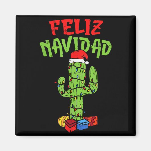 Feliz Navidad Shirt Mexican Christmas Cactus Xmas Magneet (Voorkant)