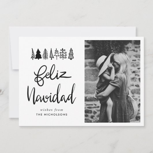 Feliz Navidad Simple Script-kerstfoto Feestdagenkaart (Voorkant)