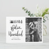 Feliz Navidad Simple Script-kerstfoto Feestdagenkaart (Staand voorkant)