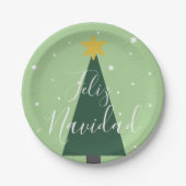 Feliz Navidad: Sneeuw en sterren Papieren Bordje (Voorkant)