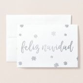 Feliz Navidad Sneeuwvlokken Folie Kaarten (Voorkant met envelop)
