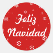 Feliz Navidad Sneeuwvlokken Ronde Sticker (Voorkant)