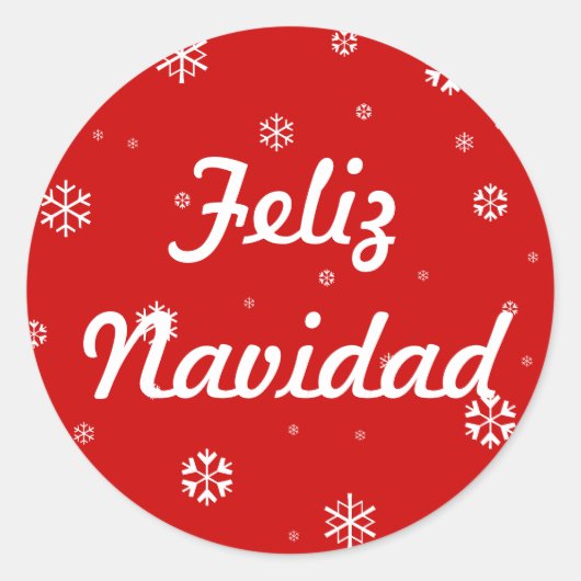 Feliz Navidad Sneeuwvlokken Ronde Sticker (Voorkant)