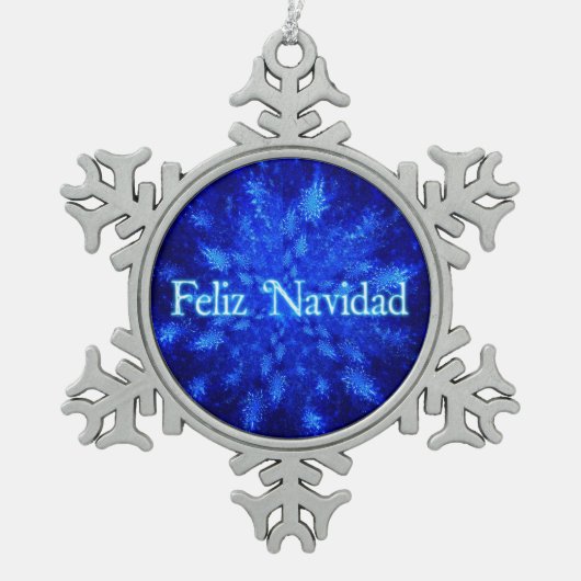 Feliz Navidad - Snowburst Tin Sneeuwvlok Ornament (Voorkant)
