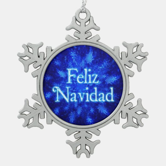 Feliz Navidad - Snowburst Tin Sneeuwvlok Ornament (Voorkant)