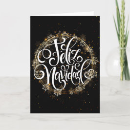 Feliz Navidad - Snowflake Golden Wreath Kaart