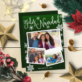 Feliz Navidad Snowflake Rustic 3 Foto's Kerstmis Kaart
