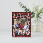 Feliz Navidad Snowflake Rustic 4 Kerstfoto's Briefkaart (Staand voorkant)