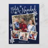 Feliz Navidad Snowflake Rustic 4 Kerstfoto's Briefkaart (Voorkant)