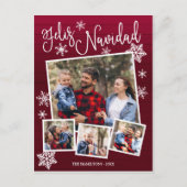 Feliz Navidad Snowflake Rustic 4 Kerstfoto's Briefkaart (Voorkant)