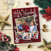 Feliz Navidad Snowflake Rustic 4 Kerstfoto's Briefkaart