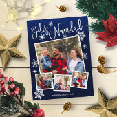Feliz Navidad Snowflake Rustic 4 Kerstfoto's Briefkaart