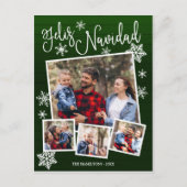 Feliz Navidad Snowflake Rustic 4 Kerstfoto's Briefkaart (Voorkant)
