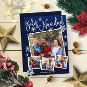 Feliz Navidad Snowflake Rustic 4 Kerstfoto's Kaart