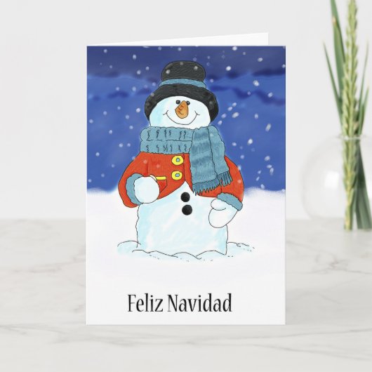 Feliz Navidad Snowman - Groeten van het seizoen Feestdagen Kaart (Voorkant)