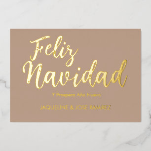 Feliz Navidad Spaans Goud Folie Kerstkaart Feestdagenkaart