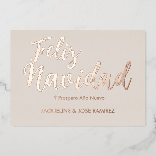 Feliz Navidad Spaans Goud Folie Kerstkaart Folie Feestdagenkaart (Voorkant)