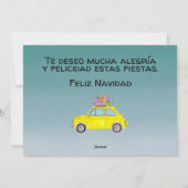 Feliz Navidad Spaans Kerst geel Fiat 500 Feestdagenkaart (Achterkant)