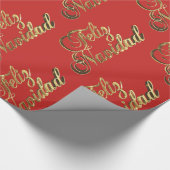 Feliz Navidad, Spaans kerstrood en goud Cadeaupapier (Hoek)