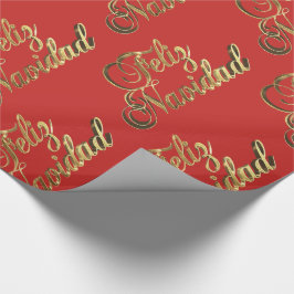 Feliz Navidad, Spaans kerstrood en goud Cadeaupapier