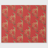 Feliz Navidad, Spaans kerstrood en goud Cadeaupapier (Vlak)