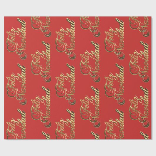 Feliz Navidad, Spaans kerstrood en goud Cadeaupapier (Vlak)