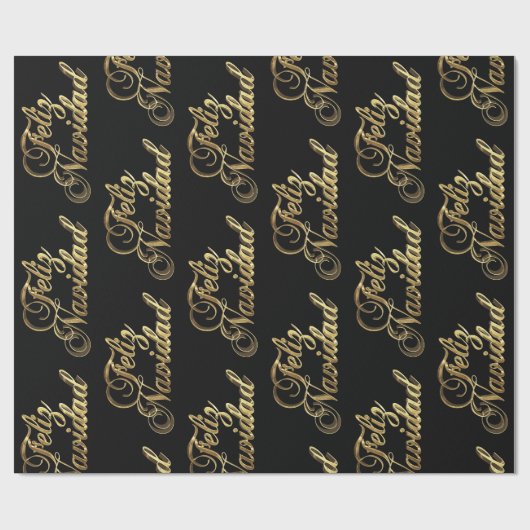 Feliz Navidad, Spaans kerstzwart en goud Cadeaupapier (Vlak)