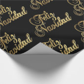 Feliz Navidad, Spaans kerstzwart en goud Cadeaupapier (Hoek)