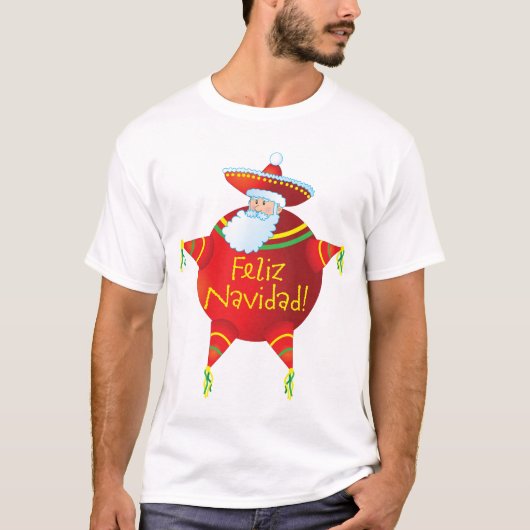 Feliz Navidad - Spaans T-Shirt, Spaanse kerstman T-shirt (Voorkant)