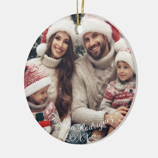 Feliz Navidad Spaanse Candy Cane Rood en Groen Keramisch Ornament (Links)