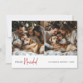 Feliz Navidad Spaanse groene kerstfoto Feestdagenkaart (Voorkant)