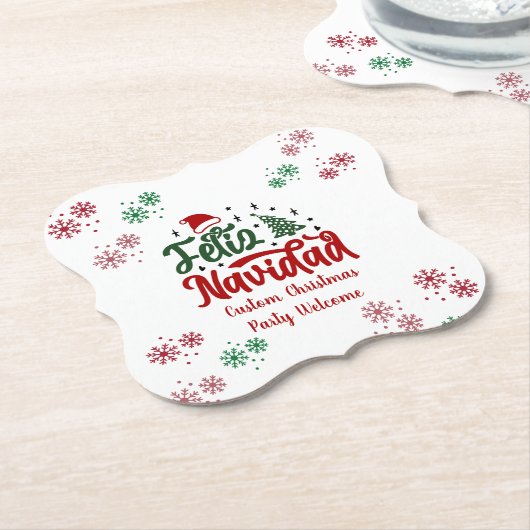 Feliz Navidad Spaanse kerst Kartonnen Onderzetters (Gekanteld)