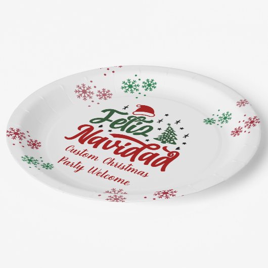 Feliz Navidad Spaanse kerst Papieren Bordje (Gekanteld)