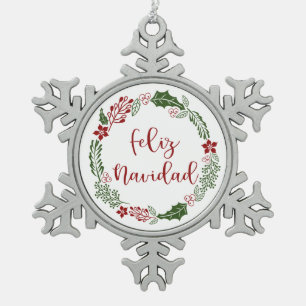 Feliz Navidad, Spaanse kerstavond Tin Sneeuwvlok Ornament