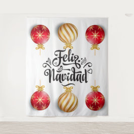 Feliz Navidad Spaanse kerstbaubels Wandkleed