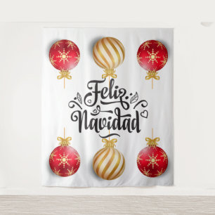 Feliz Navidad Spaanse kerstbaubels Wandkleed