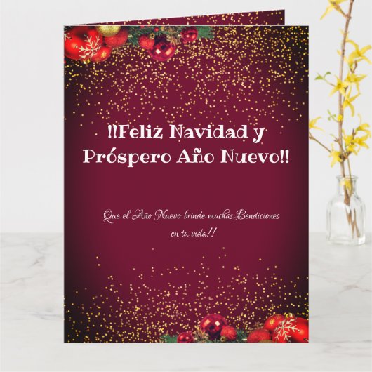 Feliz Navidad Spaanse kerstgroeten Kaart (Gele Bloem)