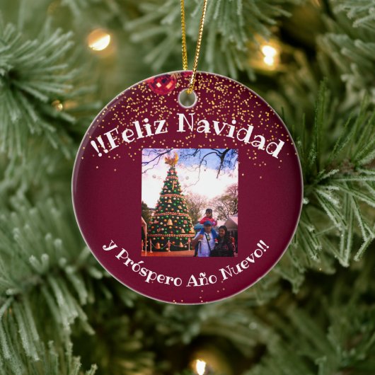 Feliz Navidad Spaanse kerstgroeten Keramisch Ornament (Boom)