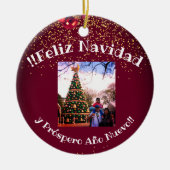 Feliz Navidad Spaanse kerstgroeten Keramisch Ornament (Voorkant)