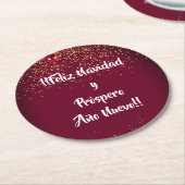 Feliz Navidad Spaanse kerstgroeten Ronde Kartonnen Onderzetter (Gebogen)