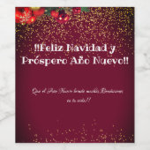 Feliz Navidad Spaanse kerstgroeten Wijn Etiket (Enkel label)