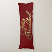 Feliz Navidad Spaanse Kerstmis Bourgondië en Goud Lichaamskussen (Voorkant Verticaal)